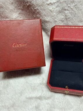 CARTIER Red Ring Box + Outer Box 3.40x3.25x2.40 inches